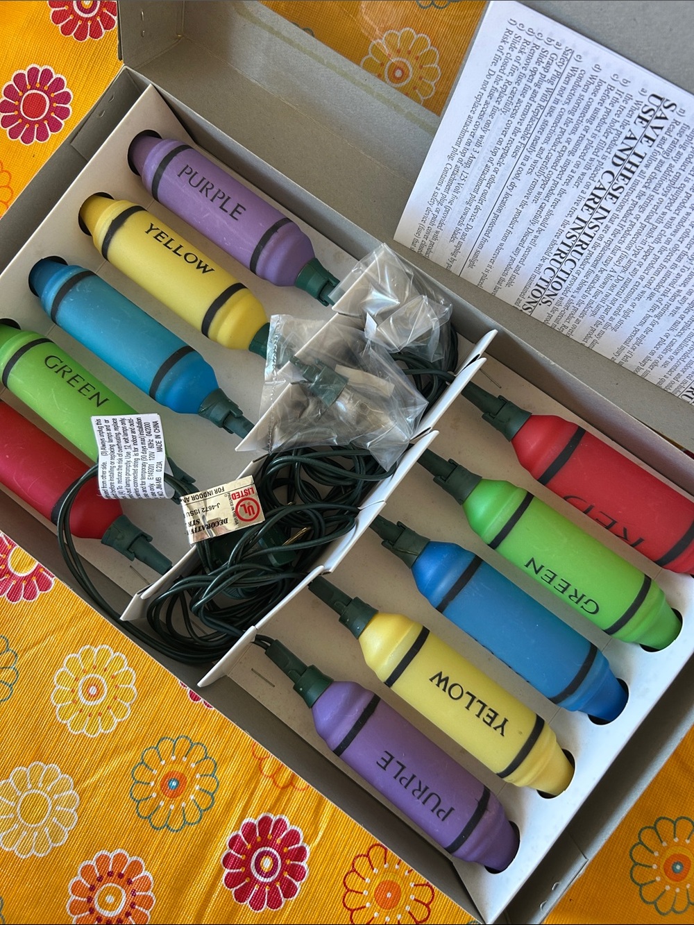 Holiday Gallery Glass Crayon Light Set - Green Blue Yellow